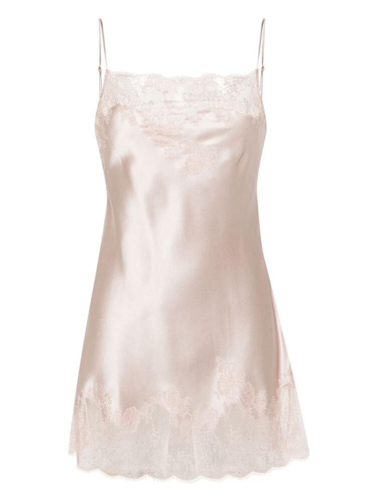 Carine Gilson Calais-Caudry lace-trim silk babydoll dress - Pink Cover