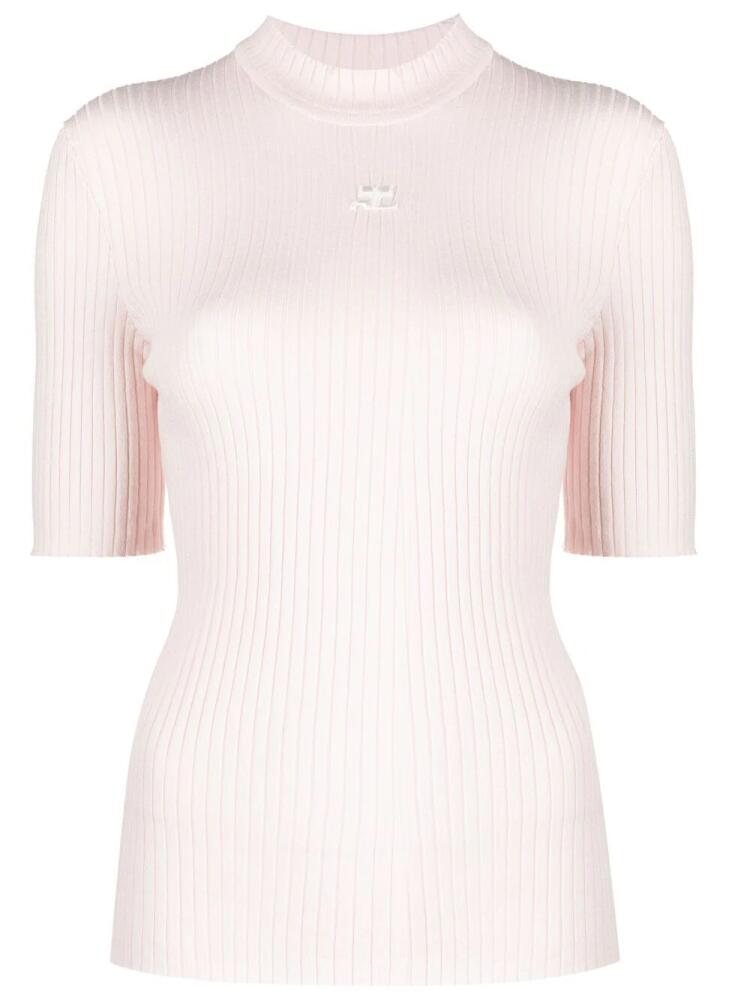 Courrèges logo print ribbed jumper - Pink Cover