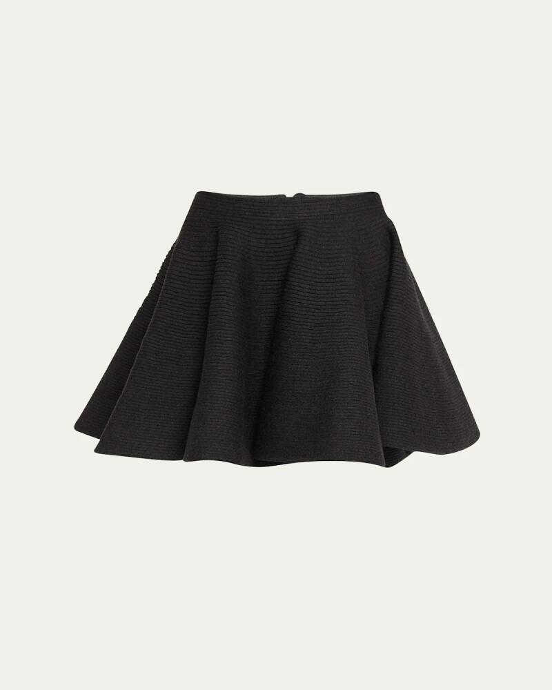 ALAIA Ribbed Wool Fit-Flare Mini Skirt Cover