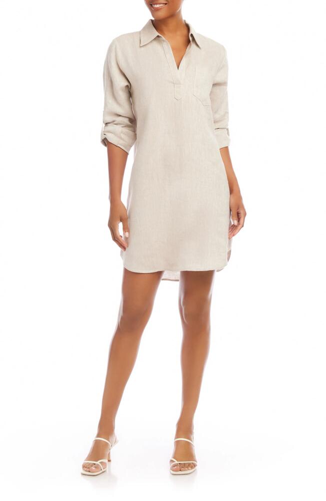 Karen Kane Long Sleeve Linen Shirtdress in Oatmeal Cover