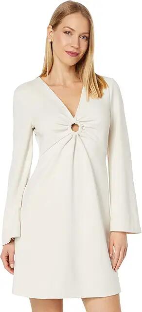 Donna Morgan V-Neck Mini Dress with Flare Sleeves (Horn) Women's Dress Cover