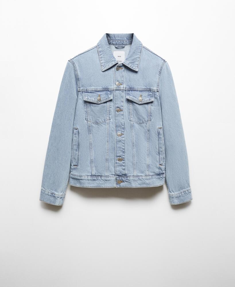 Mango Men's Pocketed Denim Jacket - Light Blue Cover