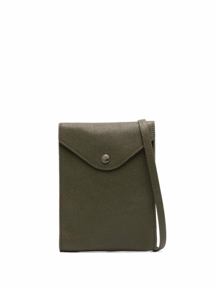 LEMAIRE Enveloppe logo-embossed leather messenger bag - Green Cover