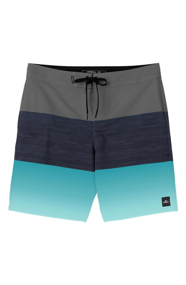 O'Neill Hyperfreak Heat Block Swim Trunks in Peacock Blue Cover