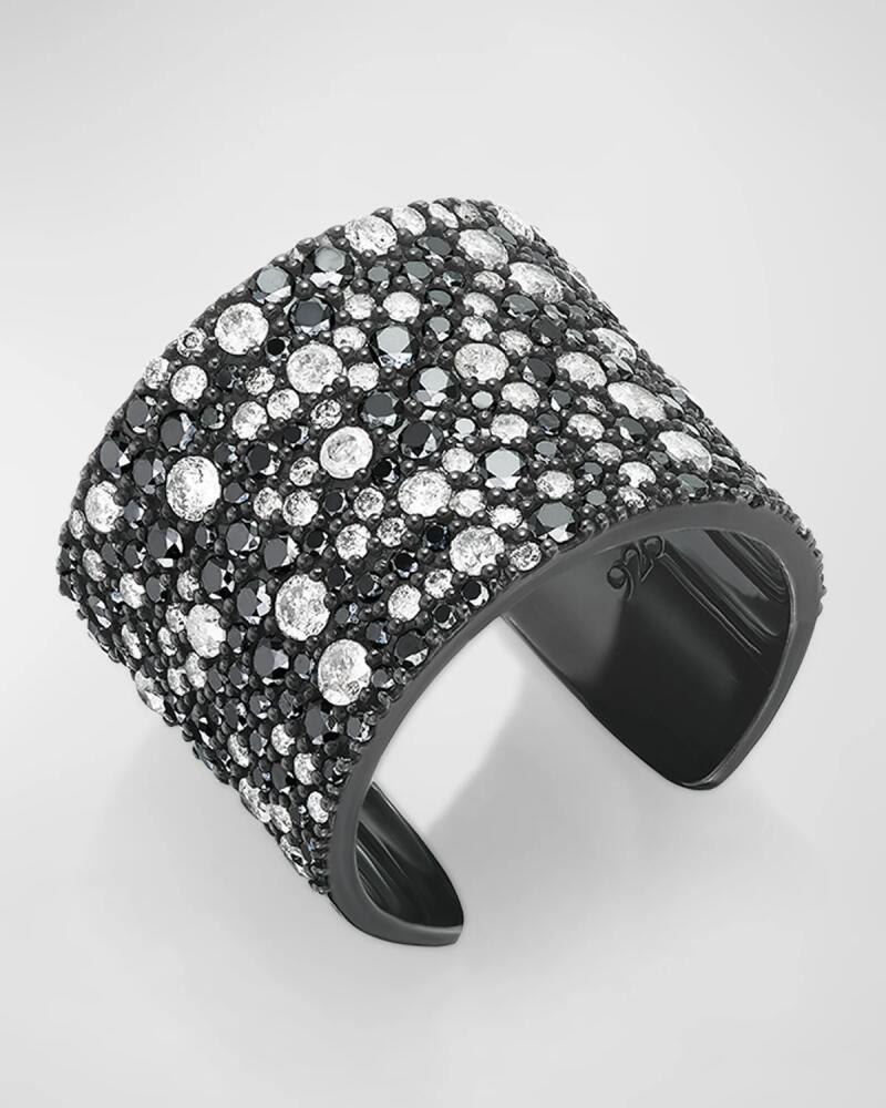 Sheryl Lowe Cobblestone Black and White Diamond Wide Cuff Ring Cover