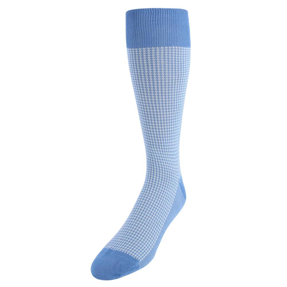 Trafalgar Doyle Houndstooth Design Mercerized Cotton Mid-Calf Socks in Light Blue Cover