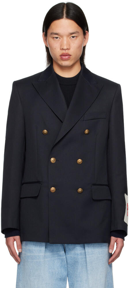 Golden Goose Navy Double-Breasted Blazer Cover