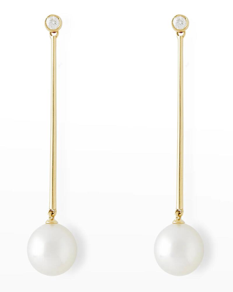 Pearls By Shari 18K Yellow Gold 11mm South Sea Pearl and Diamond Drop Earrings Cover