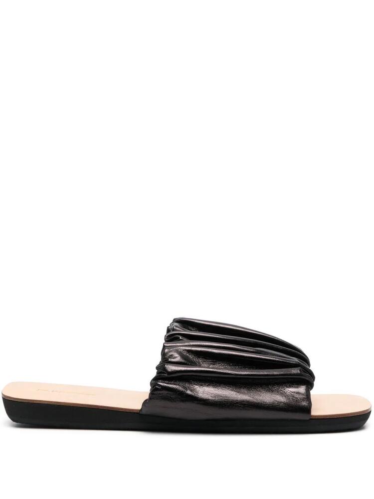 Jil Sander leather gathered-detail slides - Black Cover