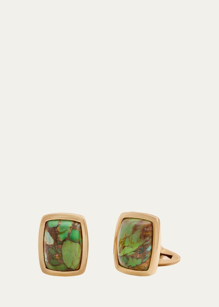 Jorge Adeler Men's 18K Rose Gold Green Turquoise Cufflinks Cover