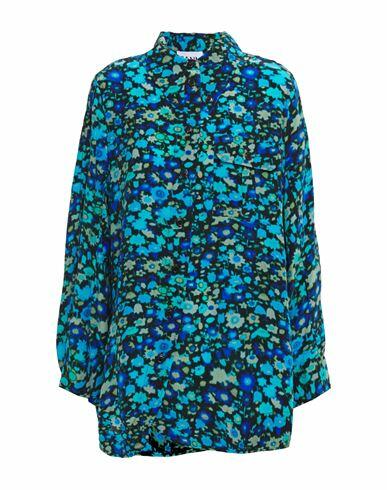 Ganni Woman Shirt Azure Viscose, Silk Cover