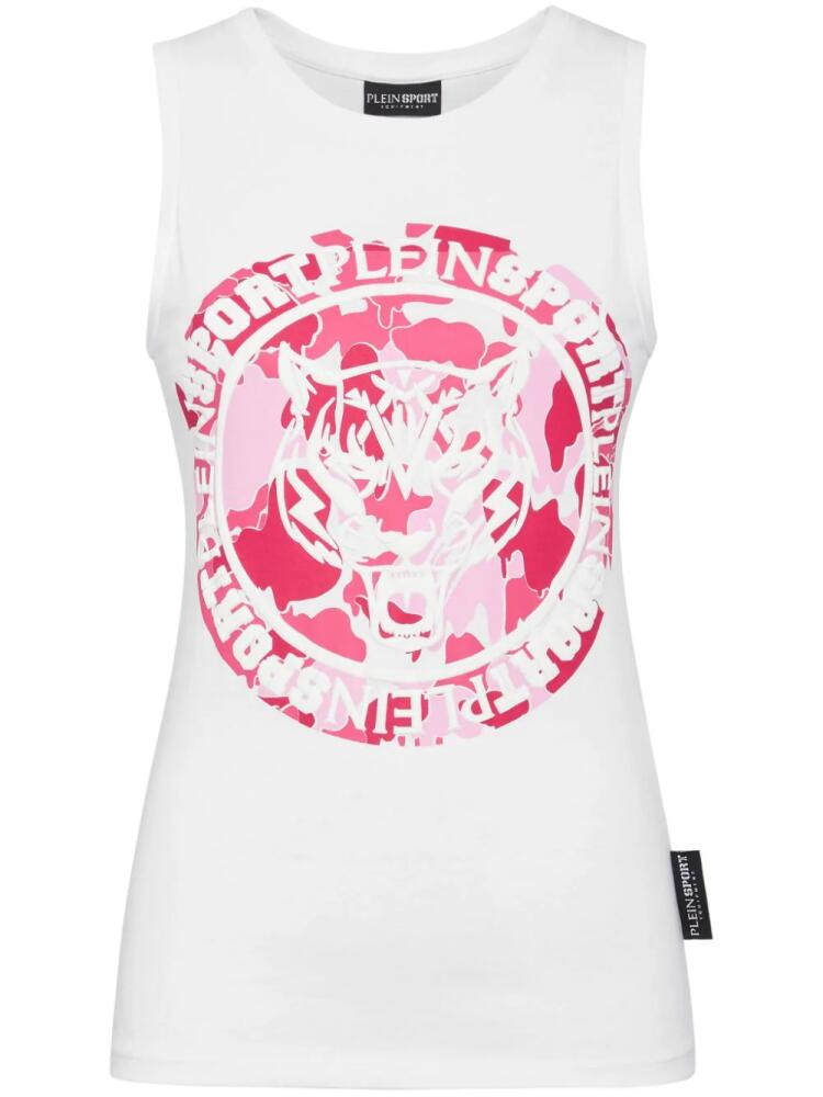 Plein Sport Carbon Tiger cotton tank top - White Cover