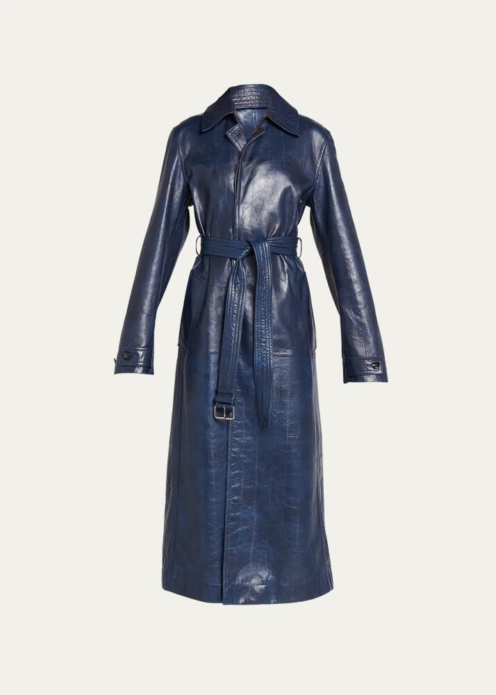 Bottega Veneta Eel-Embossed Belted Coat Cover