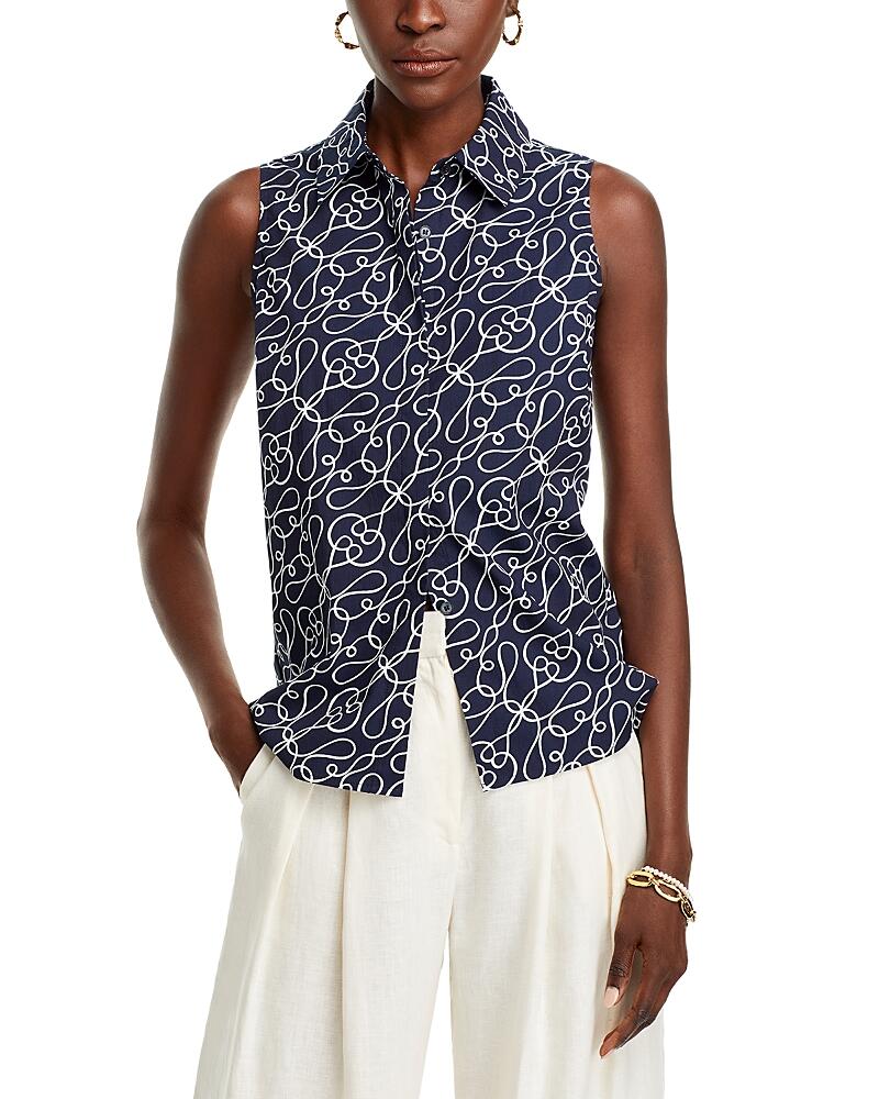 T Tahari Printed Button Down Blouse Cover