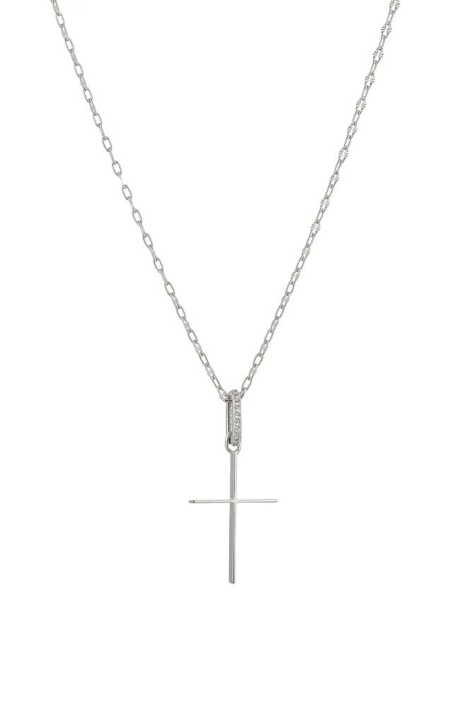 Nadri Cubic Zirconia Cross Pendant Necklace in Rhodium Cover