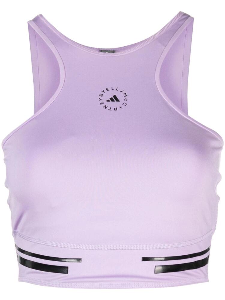 adidas by Stella McCartney Truepace Running logo-print cropped top - Purple Cover