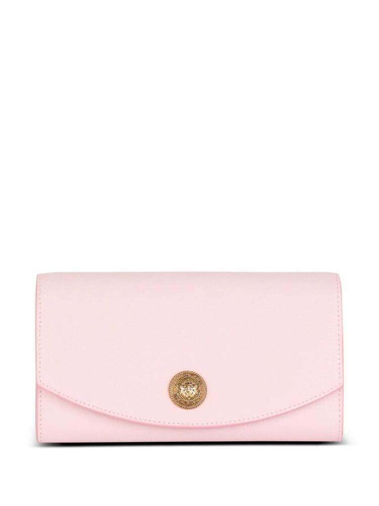 Balmain Emblème leather clutch bag - Pink Cover