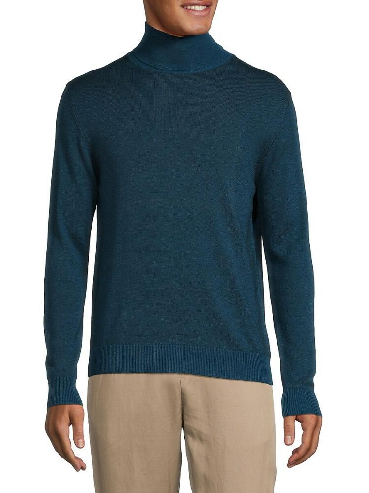 Isaia Men's Turtleneck Wool Blend Sweater - Teal Cover