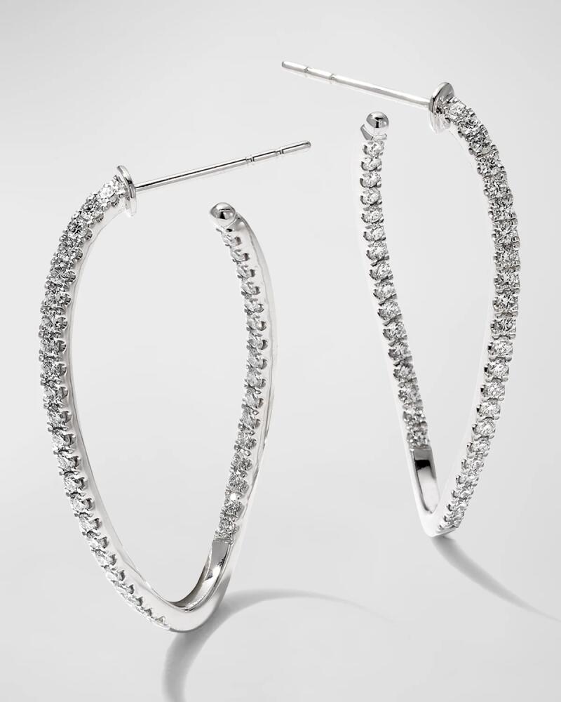 Memoire 18k White Gold Diamond J-Twist Hoop Earrings, 0.99tcw Cover