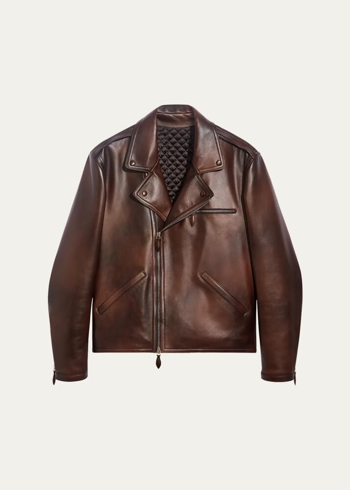 Berluti Men's Leather Moto Jacket Cover