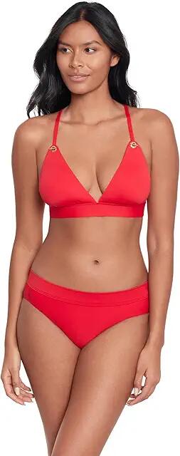 LAUREN Ralph Lauren Beach Club Solids Toggle V Neck Bikini Top (Red) Women's Swimwear Cover