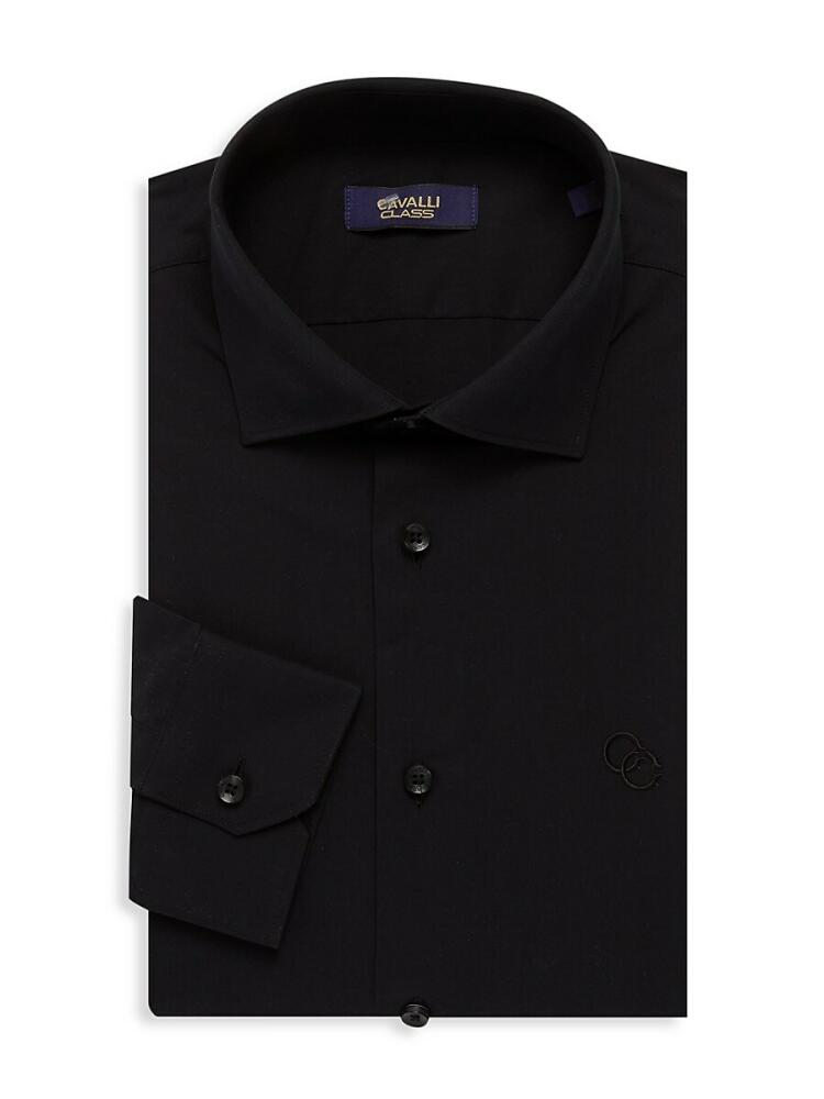 Cavalli Class by Roberto Cavalli Men's Comfort Fit Logo Dress Shirt - Black Cover