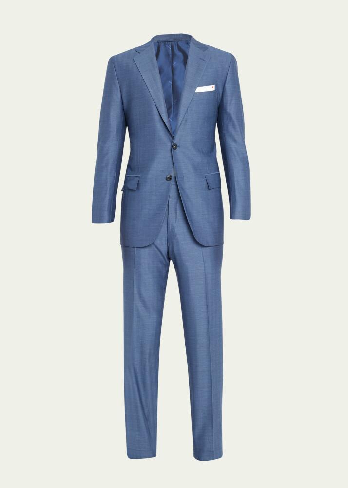 Kiton Men's Wool-Cashmere Herringbone Suit Cover