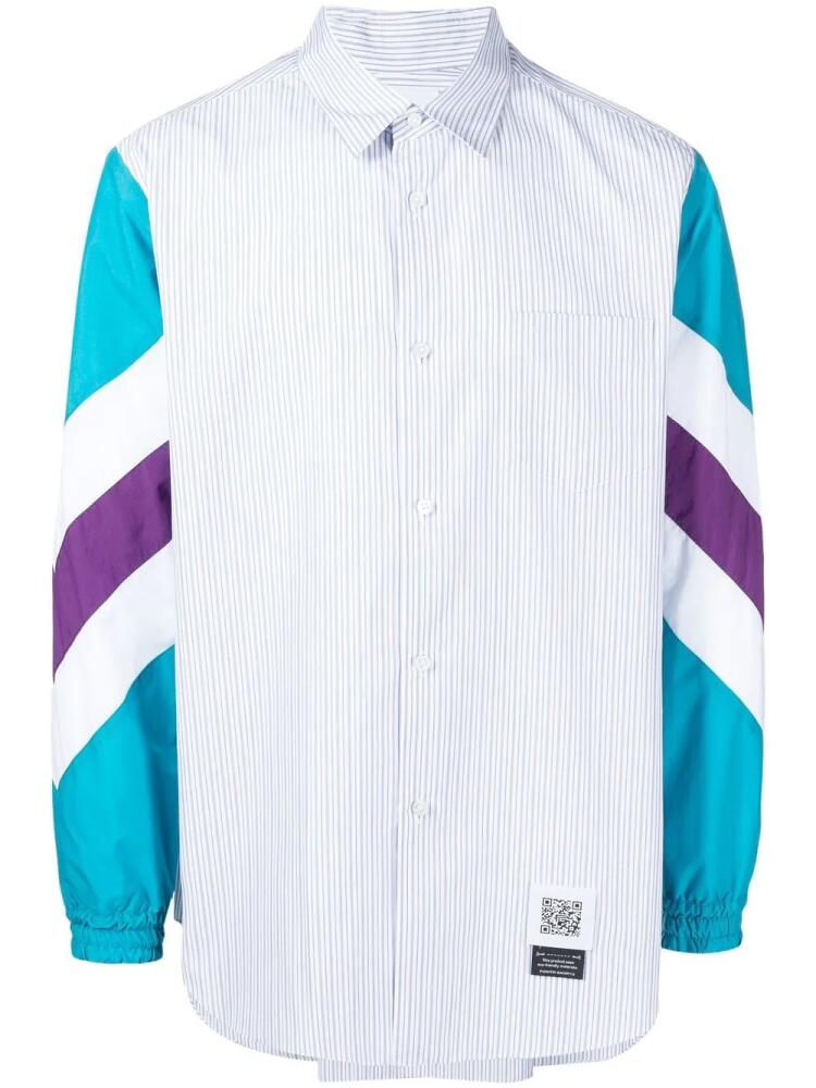 Fumito Ganryu contrast-sleeve striped shirt - Blue Cover