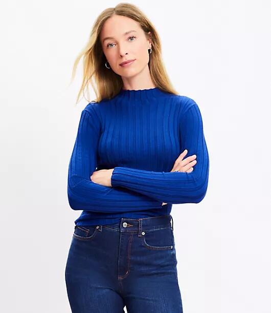 Loft Ribbed Mock Neck Sweater Cover