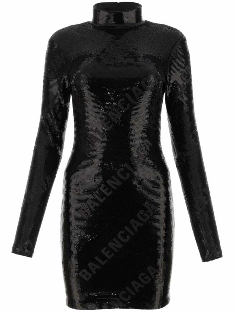 Balenciaga all-over logo sequin mini dress - Black Cover