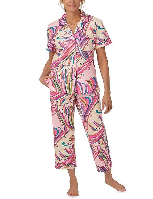 Bedhead PJs Trina Turk x Bedhead Short Sleeve Cropped PJ Set (Vintage Tulip) Women's Pajama Sets Cover