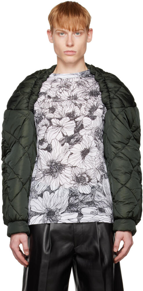 Dries Van Noten Green Quilted Down Jacket Cover