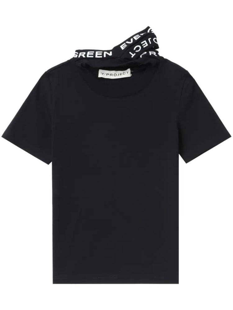 Y/Project logo-print triple-collar T-shirt - Black Cover