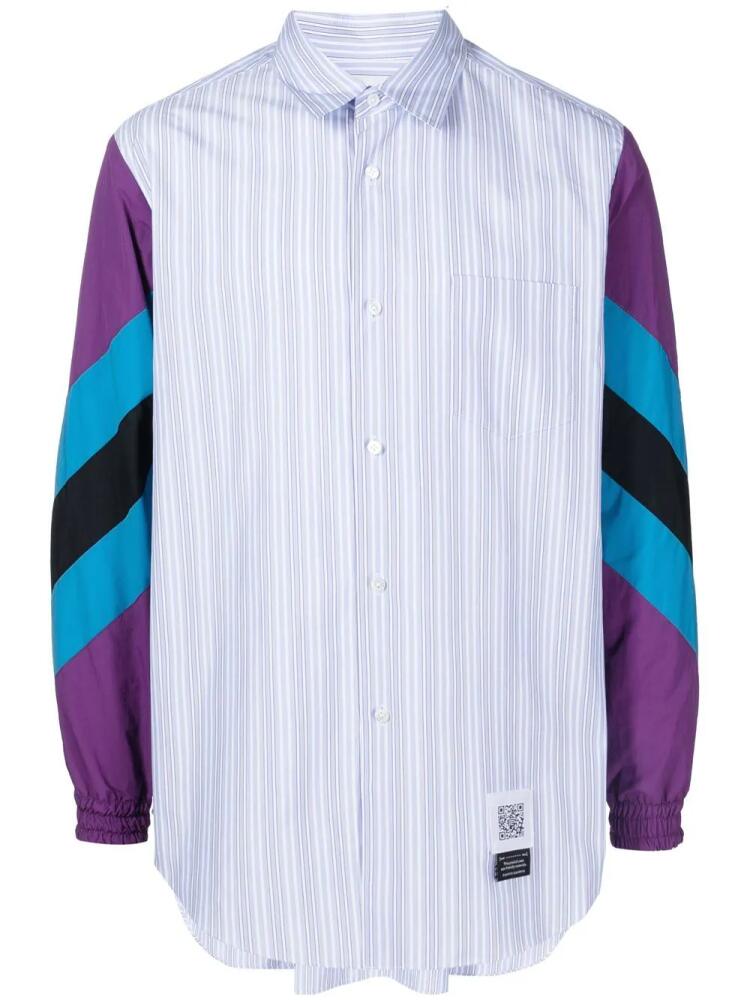 Fumito Ganryu contrast-sleeve striped shirt - Blue Cover