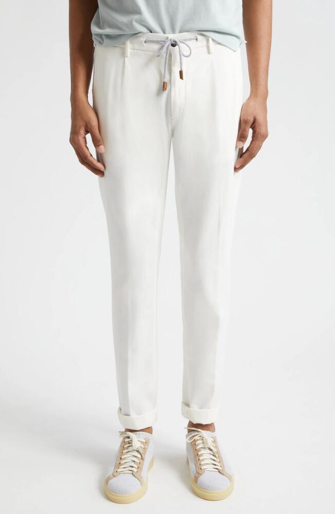 Eleventy Drawstring Waist Stretch Jersey Pants in White Cover