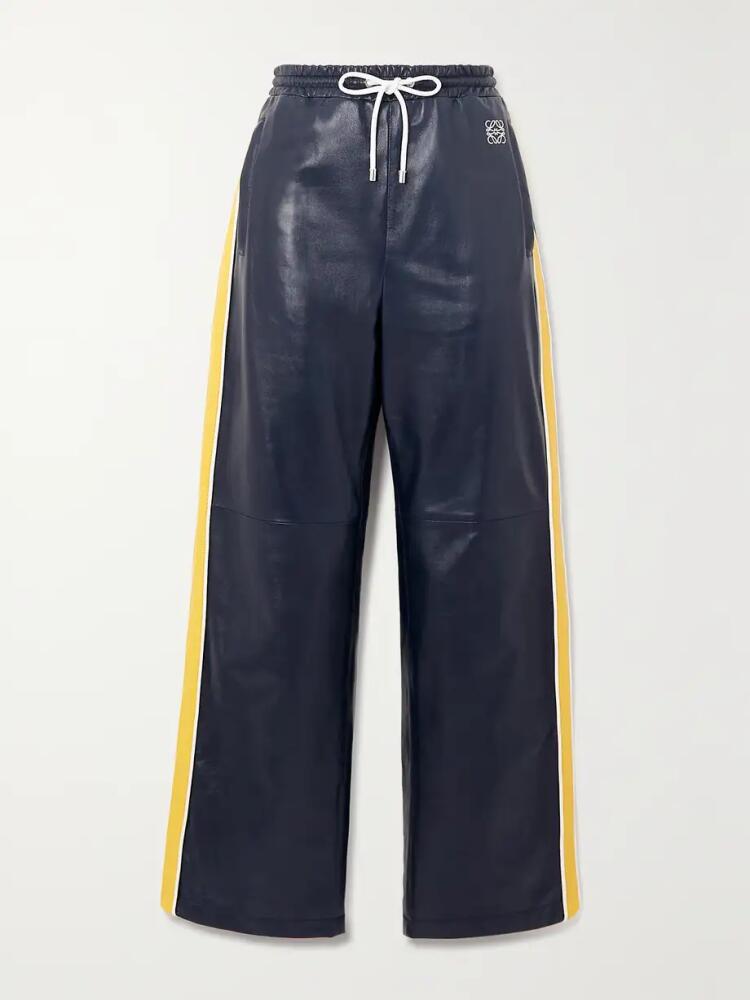 Loewe - Printed Leather Track Pants - Blue Cover