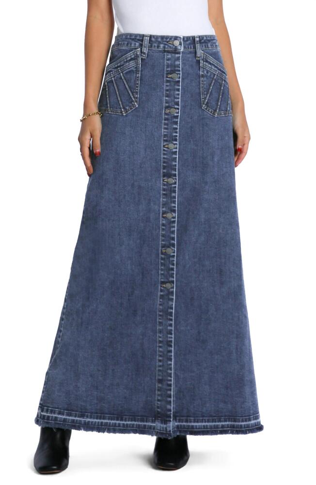 Wash Lab Denim Royal Denim Maxi Skirt in Baroness Blue Cover