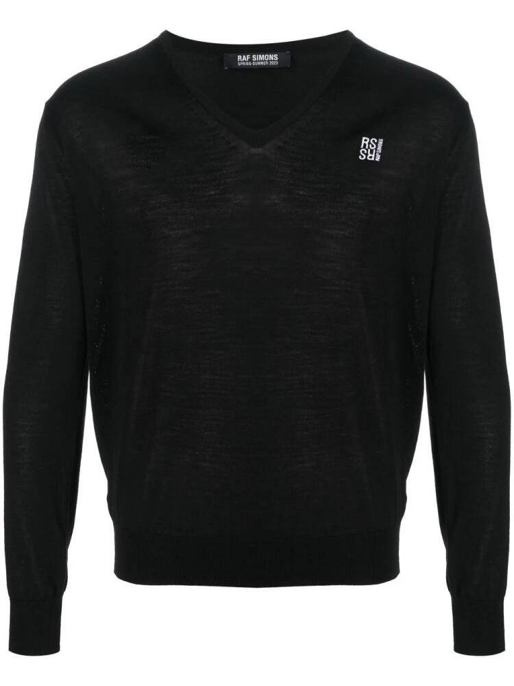 Raf Simons embroidered-logo merino wool jumper - Black Cover