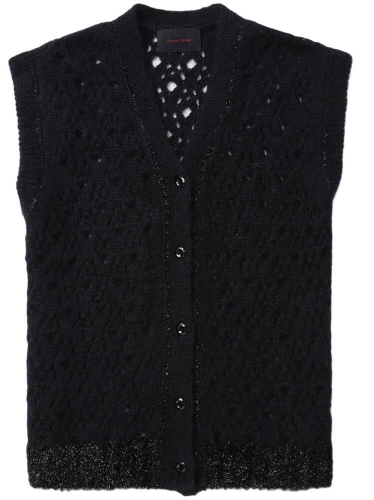 Simone Rocha pointelle-knit glittere - Black Cover