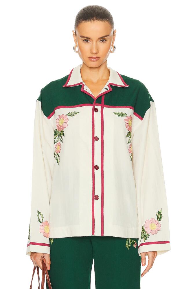 BODE Prarie Rose Overshirt in Cream Cover