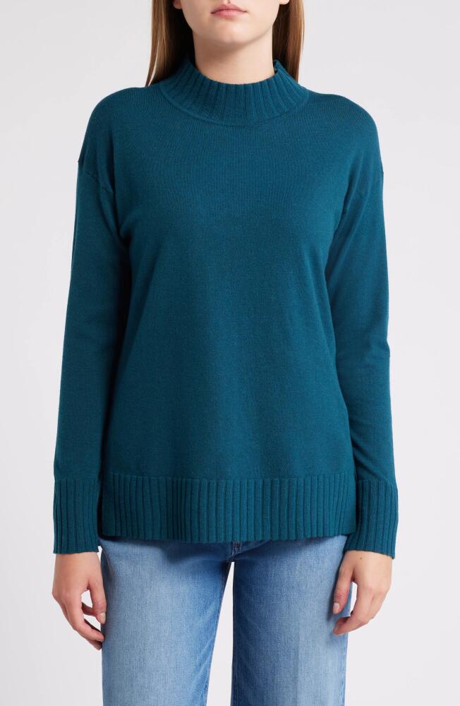 caslon(r) Mock Neck Tunic Sweater in Teal Coral Cover