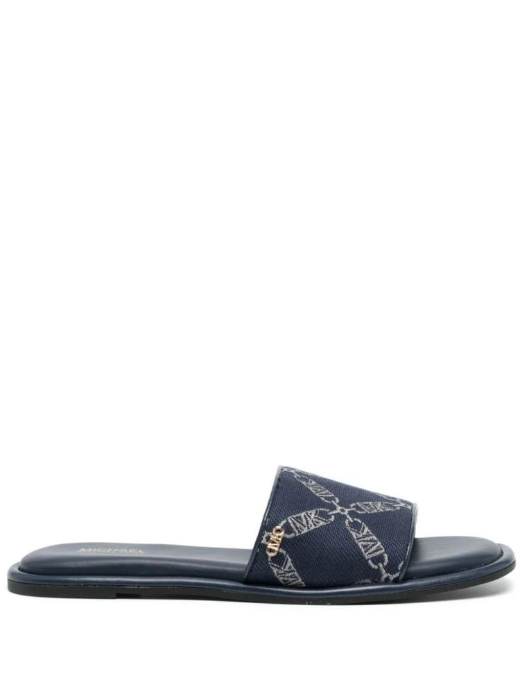 Michael Kors Hayworth logo-print slides - Blue Cover