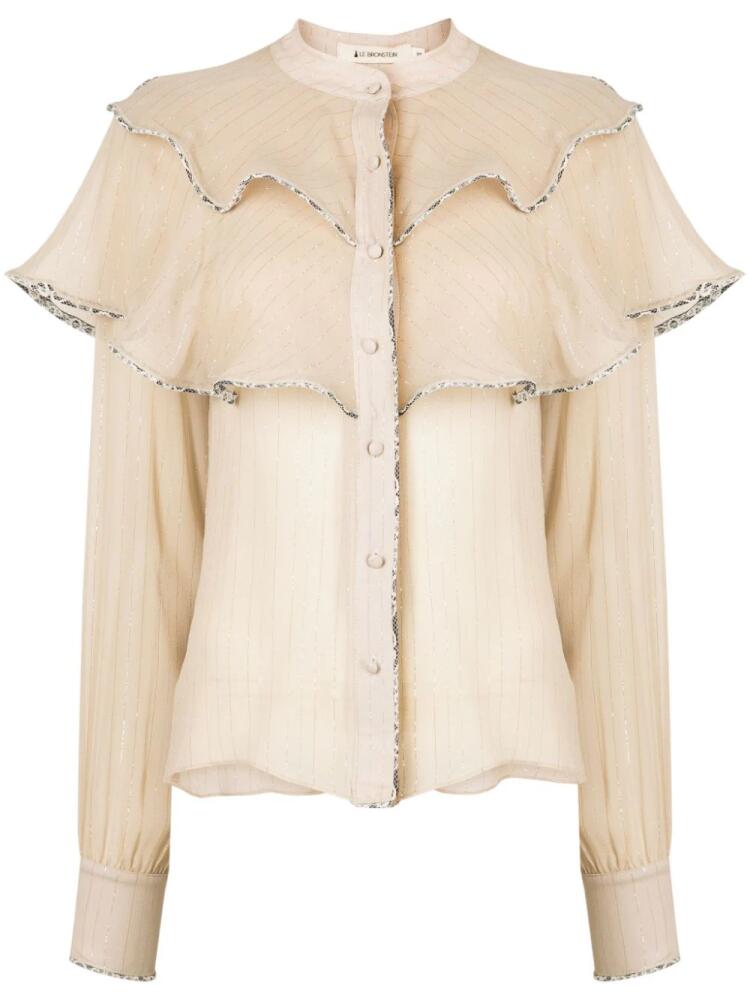 Lethicia Bronstein Ana ruffled silk shirt - Neutrals Cover