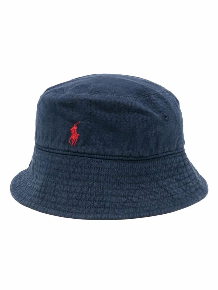 Polo Ralph Lauren embroidered-logo linen bucket hat - Blue Cover