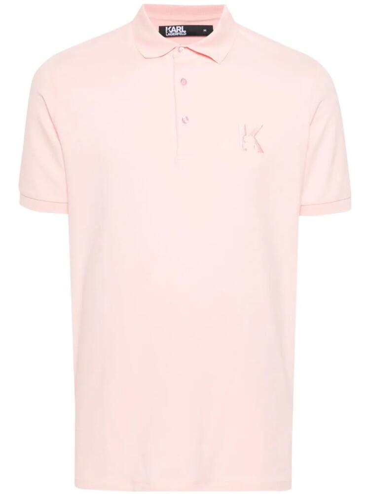 Karl Lagerfeld logo-embroidered jersey polo shirt - Pink Cover