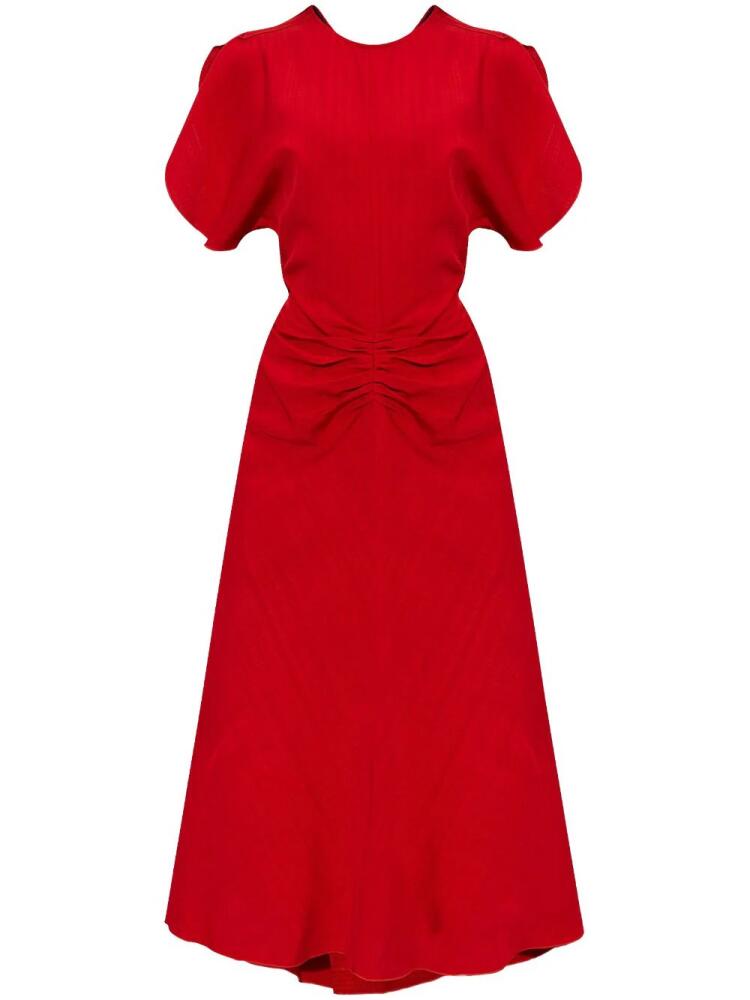 Victoria Beckham short-sleeve draped midi dress - Red Cover