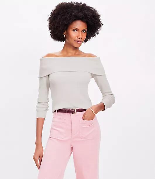 Loft Ribbed Off The Shoulder Sweater Cover