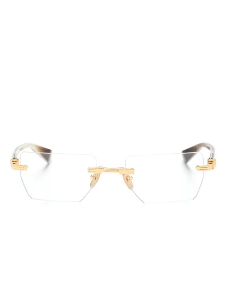 Balmain Eyewear Pierre BPX rectangle-frame glasses - Gold Cover