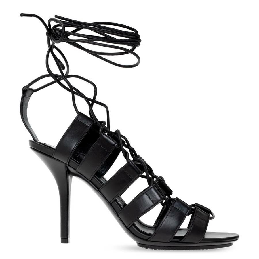 Burberry Ladies Black Beverly Cut-Out Leather Laced Stiletto-Heel Sandals Cover