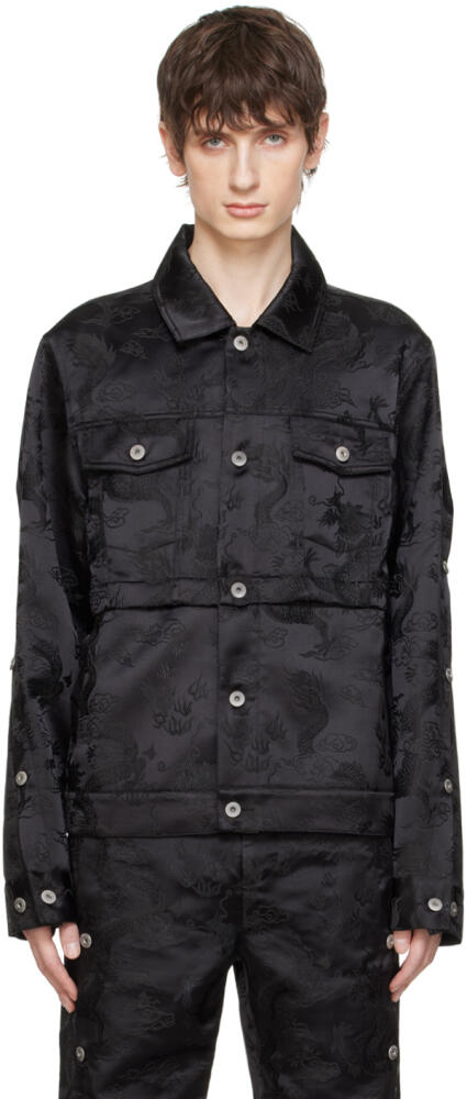 Feng Chen Wang Black Dragon Jacquard Convertible Jacket Cover